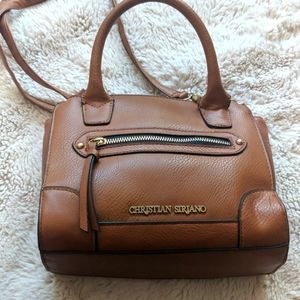 Brown faux leather purse (shoulder or handheld)